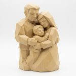 Wood Carved Family Unity Collectible Figurine in White Oak Finish - 3D Printed in Canada (White Oak)
