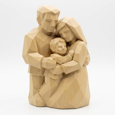 Wood Carved Family Unity Collectible Figurine in White Oak Finish - 3D Printed in Canada (White Oak)