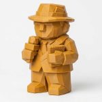 Wood Carved-Like Journalist Figurine - Unique Desk Decor for Adults – 3D Printed in Canada - 3D Printed in Canada (Ochre Yellow)