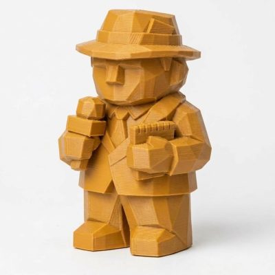 Wood Carved-Like Journalist Figurine - Unique Desk Decor for Adults – 3D Printed in Canada - 3D Printed in Canada (Ochre Yellow)