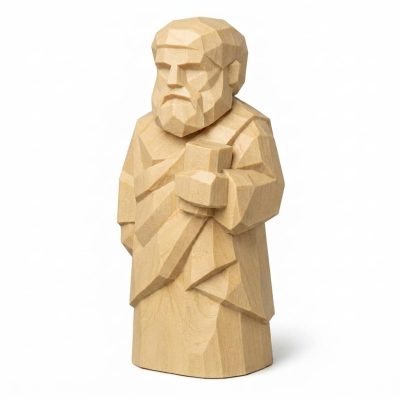 Wood Carved-Like Plato Figurine in White Oak Finish - Unique Desk Decor for Adults - 3D Printed in Canada (White Oak)