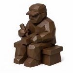 Wood-Carved Bench at Work Collectible Figurine in Black Walnut Finish - 3D Printed in Canada (Black Walnut)