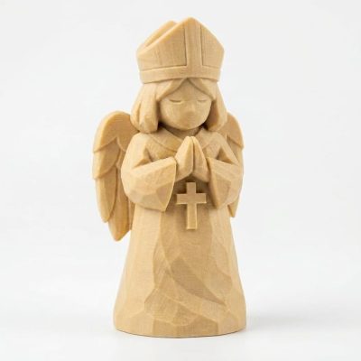Wood Carved-Like Confirmation Angel Figurine - Unique Desk Decor for Adults – 3D Printed in Canada - 3D Printed in Canada (White Oak)