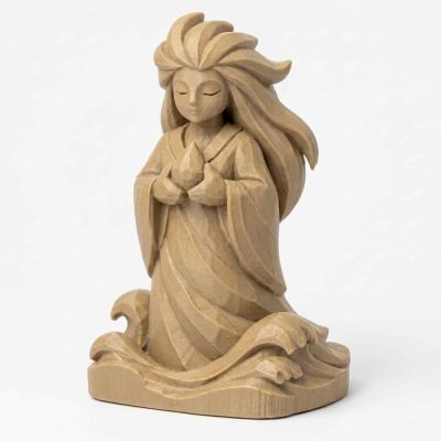Wood Carved-Like River Spirit Figurine - Unique Desk Decor for Adults 3D Printed in Canada - 3D Printed in Canada (Classic Birch)