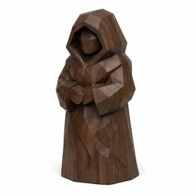 Wood Carved Folk Spirit Collectible Figurine in Black Walnut Finish - 3D Printed in Canada (Black Walnut)