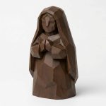 Wood Carved-Like Virgin Mary Figurine - Unique Desk Decor for Adults – 3D Printed in Canada - 3D Printed in Canada (Black Walnut)