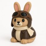 Aviator Bunny Collectible Figurine - Unique Desk Decor for Adults – 3D Printed in Canada