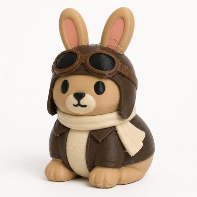 Aviator Bunny Collectible Figurine - Unique Desk Decor for Adults – 3D Printed in Canada
