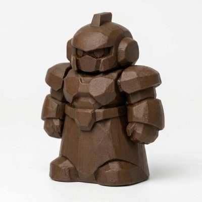 Wood Carved-Like Robot Figurine in Black Walnut Finish - 3D Printed in Canada (Black Walnut)