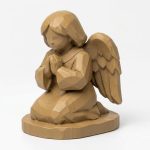Wood Carved-Like Kneeling Angel Figurine - Elegant Decorative Accent for Collectors 3D Printed in Canada - 3D Printed in Canada (Classic Birch)