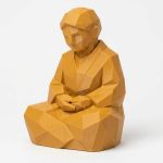 Wood Carved-Like Mindfulness Figurine in Ochre Yellow Finish - 3D Printed in Canada (Ochre Yellow)