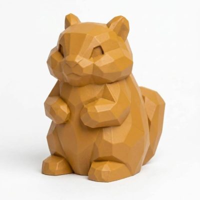 Wood Carved-Like Chipmunk Figurine - Unique Desk Decor for Adults – 3D Printed in Canada - 3D Printed in Canada (Ochre Yellow)
