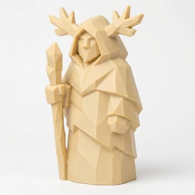 Wood Carved-Like Forest Guardian Figurine in White Oak Finish - 3D Printed in Canada (White Oak)