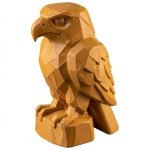 Wood Carved Eagle Figurine in Ochre Yellow Finish - 3D Printed in Canada (Ochre Yellow)