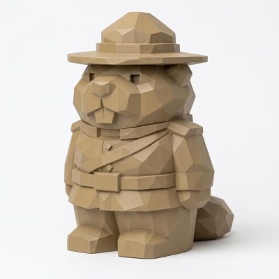 Wood Carved Canadian Beaver Collectible Figurine - Unique Desk Decor for Adults 3D Printed in Canada - 3D Printed in Canada (Classic Birch)