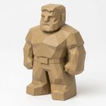 Wood Carved-Like Strong Father Figurine - Unique Desk Decor for Adults 3D Printed in Canada - 3D Printed in Canada (Classic Birch)