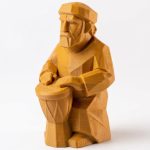 Wood Carved Rhythm Figurine in Ochre Yellow Finish - 3D Printed in Canada (Ochre Yellow)