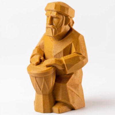 Wood Carved Rhythm Figurine in Ochre Yellow Finish - 3D Printed in Canada (Ochre Yellow)