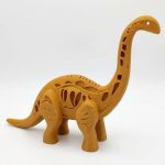 Brachiosaurus Figurine in Ochre Yellow Finish | Decorative Dinosaur Skeleton | Intricate Carvings | Unique Shelf Display | Adult Collectible - 3D Printed in Canada (Ochre Yellow)