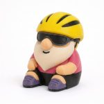 Road Cycling Gnome Collectible Figurine - Vibrant Bearded Gnome with Yellow Helmet and Sunglasses for Unique Desk Decor, Office Accent, or Gift Display - 3D Printed in Canada