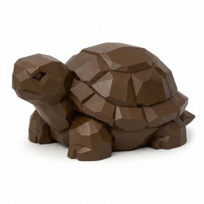 Wood Carved Turtle Collectible Figurine in Black Walnut Finish - 3D Printed in Canada (Black Walnut)