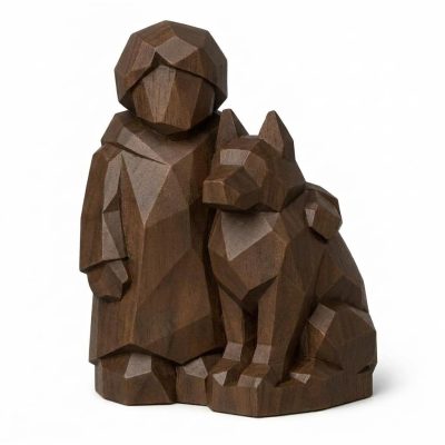 Wood Carved Companionship Collectible Figurine in Black Walnut Finish - 3D Printed in Canada (Black Walnut)