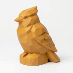Wood Carved-Like Blue Jay Figurine in Ochre Yellow Finish - 3D Printed in Canada (Ochre Yellow)