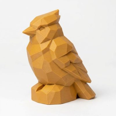 Wood Carved-Like Blue Jay Figurine in Ochre Yellow Finish - 3D Printed in Canada (Ochre Yellow)