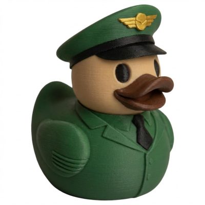 Aircraft Pilot Duck Figurine - Unique Desk Decor for Aviation Enthusiasts - 3D Printed in Canada (Forest Green)