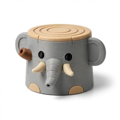 Safari Elephant Stump Collectible Figurine - Unique Desk Decor for Adults – 3D Printed in Canada