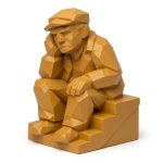 Wood Carved Back Steps Collectible Figurine in Ochre Yellow Finish - 3D Printed in Canada (Ochre Yellow)