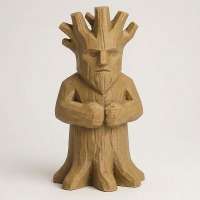 Wood Carved-Like Rooted Tree Figurine - Unique Desk Decor for Adults 3D Printed in Canada - 3D Printed in Canada (Classic Birch)