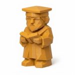 Wood Carved-Like Scholar Figurine in Ochre Yellow Finish - 3D Printed in Canada (Ochre Yellow)