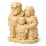 Wood Carved-Like Three Generations Figurine - Unique Desk Decor for Adults – 3D Printed in Canada - 3D Printed in Canada (White Oak)