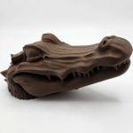 Wood Carved-Style Peeking Alligator Figurine in Black Walnut Finish - 3D Printed in Canada (Black Walnut)