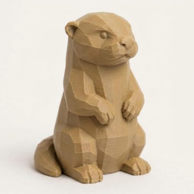 Wood Carved-Like Otter Figurine - Unique Desk Decor for Collectors 3D Printed in Canada - 3D Printed in Canada (Classic Birch)