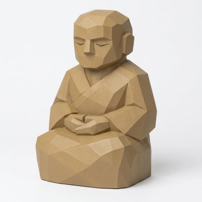 Wood Carved-Like Quiet Mind Figurine - Unique Desk Decor for Adults 3D Printed in Canada - 3D Printed in Canada (Classic Birch)