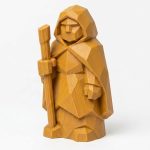 Wood Carved-Like Household Guardian Figurine in Ochre Yellow Finish - 3D Printed in Canada (Ochre Yellow)