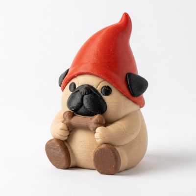Fawn Pug Gnome Collectible Figurine - Unique Desk Decor for Adults – 3D Printed in Canada