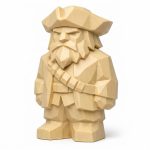 Wood Carved-Like Blackbeard Figurine - Unique Desk Decor for Adults – 3D Printed in Canada - 3D Printed in Canada (White Oak)