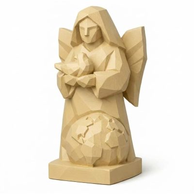 Wood-Carved-Like Peace on Earth Figurine in White Oak Finish - 3D Printed in Canada (White Oak)