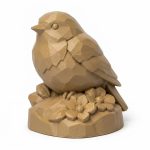Wood Carved-Like Spring Robin Figurine - Unique Desk Decor for Adults 3D Printed in Canada - 3D Printed in Canada (Classic Birch)