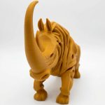 Wood Carved-Style Woolly Rhinoceros Figurine in Ochre Yellow Finish - 3D Printed in Canada (Ochre Yellow)