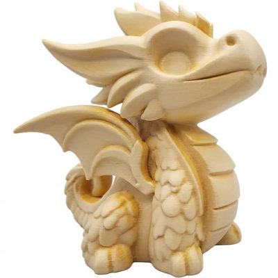 Little Dragon Figurine in White Oak Finish - 3D Printed in Canada (White Oak)