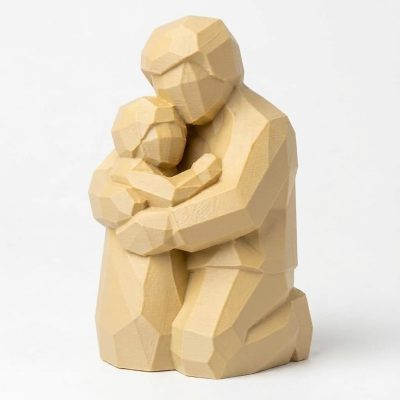 Wood Carved-Like Sacred Bond Figurine in White Oak Finish - 3D Printed in Canada (White Oak)