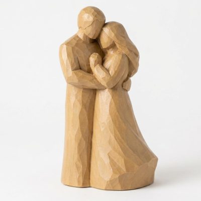 Wood Carved Everlasting Love Collectible Figurine - Unique Desk Decor for Adults 3D Printed in Canada - 3D Printed in Canada (Classic Birch)