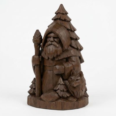 Wood Carved Boreal Forest Collectible Figurine in Black Walnut Finish - 3D Printed in Canada (Black Walnut)