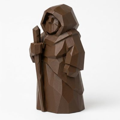 Wood-Carved-Like Mountain Watcher Figurine in Black Walnut Finish - 3D Printed in Canada (Black Walnut)