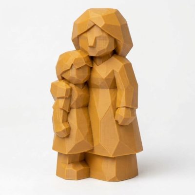 Wood Carved-Like Big Sister Figurine - Unique Desk Decor for Adults – 3D Printed in Canada - 3D Printed in Canada (Ochre Yellow)