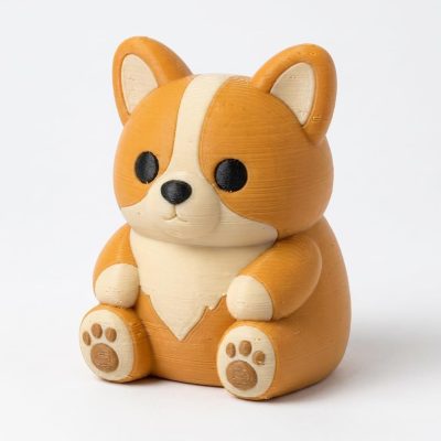 Corgi Teddy Bear Cub Collectible Figurine - Unique Desk Decor for Adults – 3D Printed in Canada